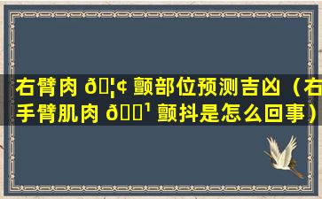 右臂肉 🦢 颤部位预测吉凶（右手臂肌肉 🌹 颤抖是怎么回事）